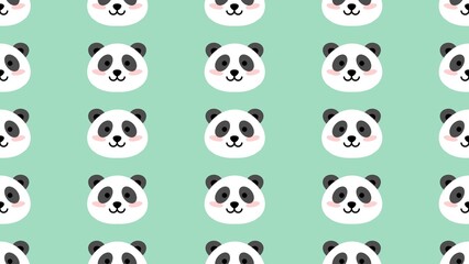 Seamless pattern with cute panda faces. Smilling panda Face seamless background. Kawaii panda pattern background. Cute Baby Panda Faces Repeating Background. Cute Baby Animal Illustration Background © Stock Arza