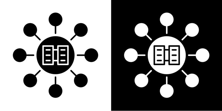 Centralized Network  Icon Set White Glyph Style Collection