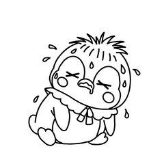 Fototapeta premium Cute Exhausted Penguin Sweating Illustration