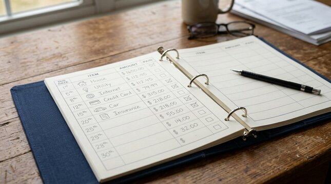 Bill organizer binder with payment due dates personal finance