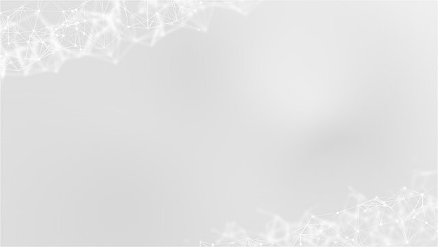 White abstract futuristic geometric background, clean copy space digital wireframe connection, big data node technology visualization concept, plexus style mesh internet network pattern illustration