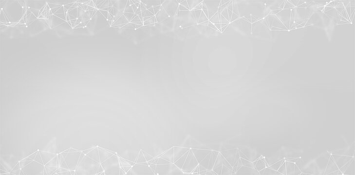 White abstract futuristic geometric background, clean copy space digital wireframe connection, big data node technology visualization concept, plexus style mesh internet network pattern illustration