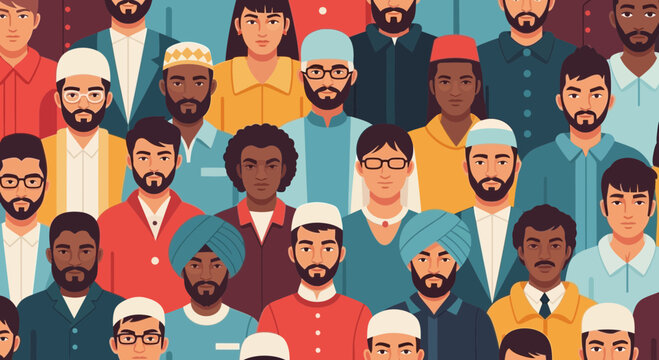Diverse group of men with various cultural backgrounds