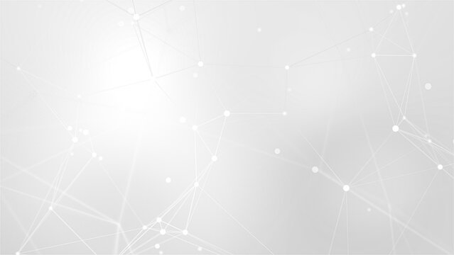 White abstract futuristic geometric background, clean copy space digital wireframe connection, big data node technology visualization concept, plexus style mesh internet network pattern illustration
