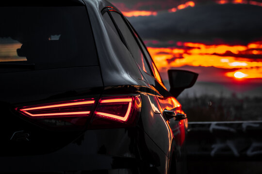 car in sunrise 