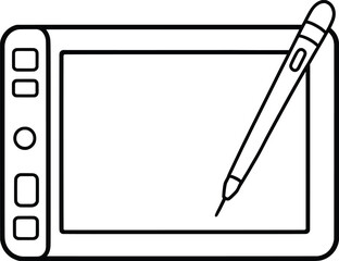 Naklejka premium Graphic drawing tablet with stylus on transparent background for digital art