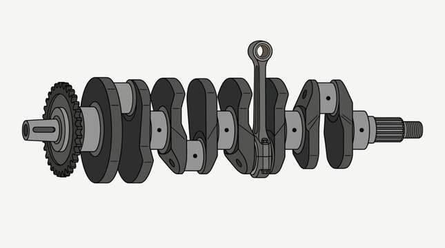 Illustration of a multi-cylinder engine crankshaft with a connecting rod.
