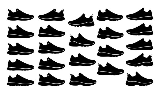 Sneaker silhouettes collection diverse running shoe styles in black