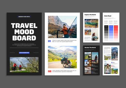 Modern Travel Mood Board Template with Adventure Photography
