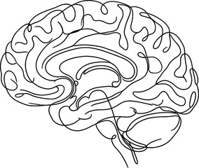 Obraz premium Minimalist continuous line art illustration of human brain.