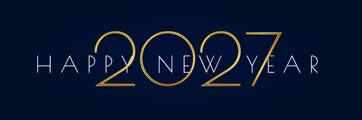 2027 blue and gold happy new year typography banner vector illustration. © Marina