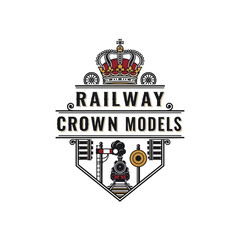 Steam locomotive emblem with crown and signals. © Stylee