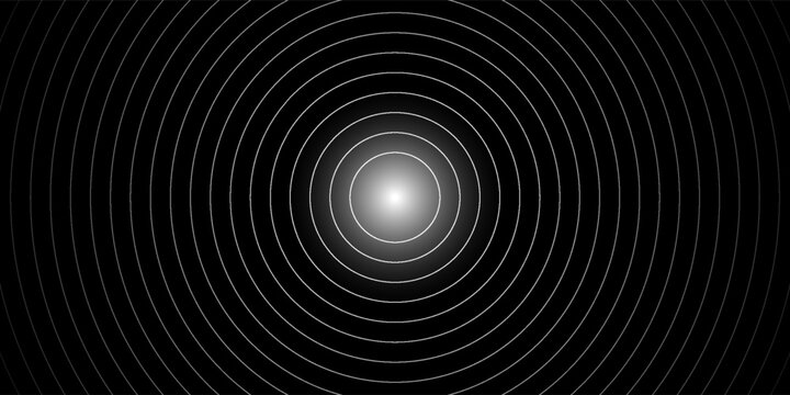 Create a bold look with a centric circle background featuring vector graphics of sound waves.