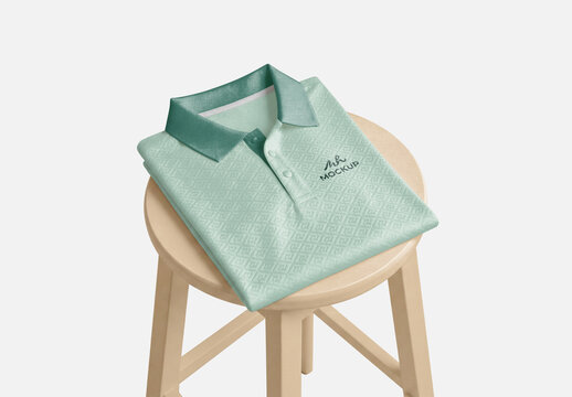 Folded Polo T-Shirt Mockup