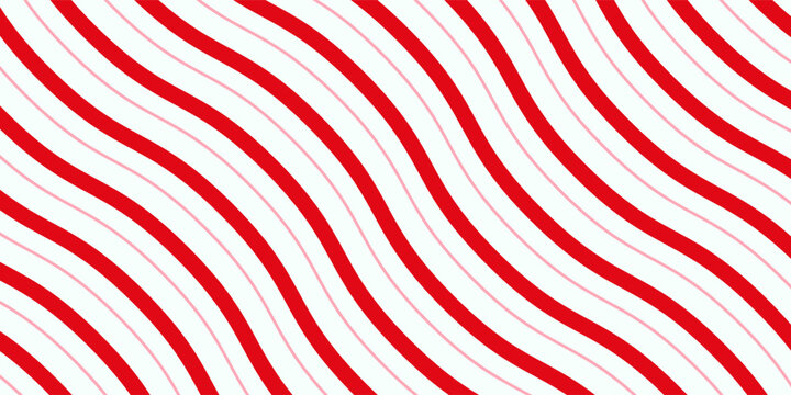 Candy cane Christmas background, peppermint diagonal stripes print seamless pattern