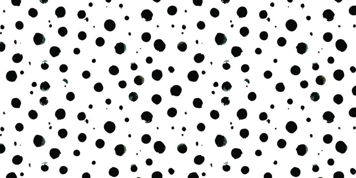 Black ink polka dot pattern with round brush circles of different sizes