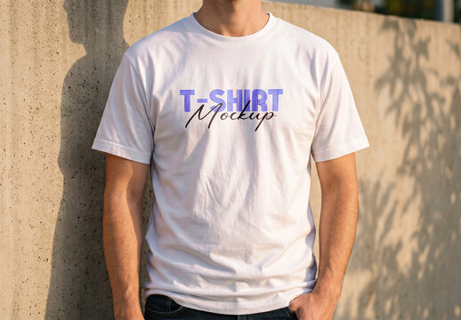 White T-Shirt Mockup With Model