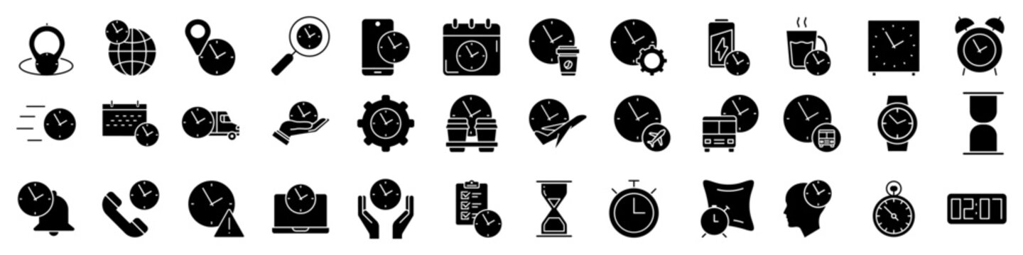Time icon vector set. Clock illustration sign collection. Time symbol. Schedule logo or mark.