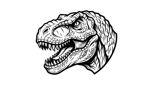 Detailed illustration of a Tyrannosaurus Rex head roaring.