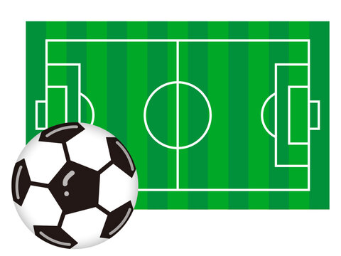 サッカーボールとグラウンドのイラスト素材2