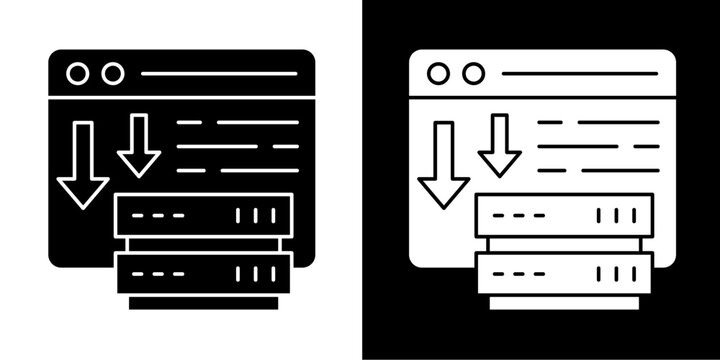 Server Download Icon Set White Glyph Style Collection