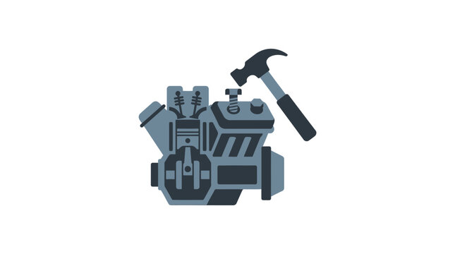 Engine Repair Icon, Mechanical Repair, Hammer Tool