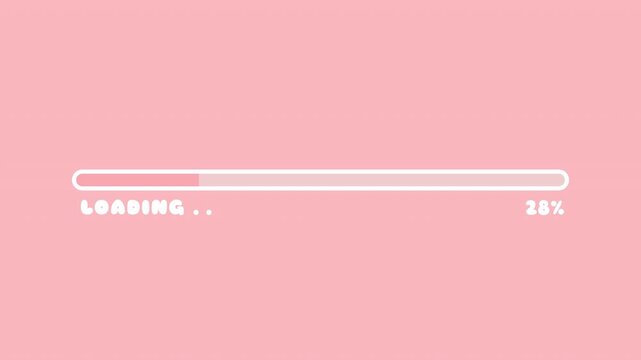cute loading bar pink and white theme with percentage from 0 to 100% progress style UI, modern UI motion graphic for games on pink background or transparent background, 4k video