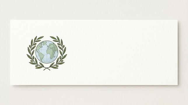 United nations emblem illustration globe surrounded by olive branches on white background