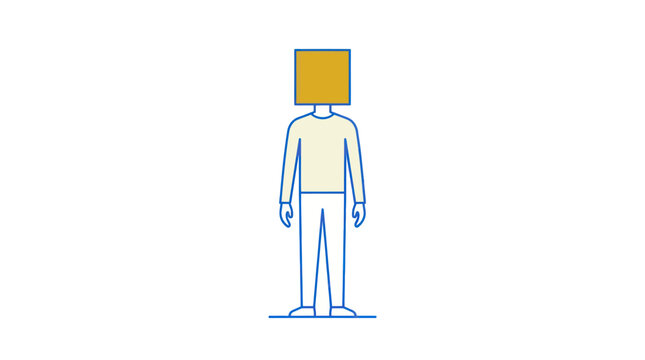 Person with Box Head Vector Illustration