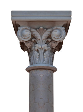 Elements of architectural decorations of buildings, columns and tops, gypsum molding, wall texture and stucco patterns. On the streets in Barcelona, public places.
