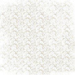 Fototapeta premium Luxury ivory scrollwork seamless pattern on soft white background with subtle vintage accents. Refined ornamental design for weddings, stationery and elegant decor.
