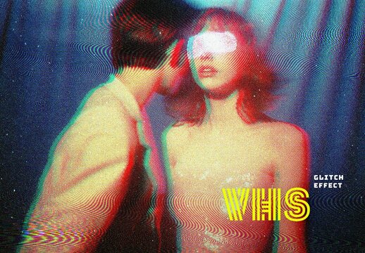 VHS Glitch Art Photo Effect