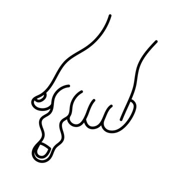 Vector hand drawn gesture, doodle sketchy illustration, sign, hand showing approve, pointing gesture, wavy funny finger