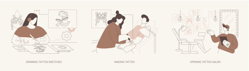 Obraz premium Tattoo master isolated cartoon vector illustrations se