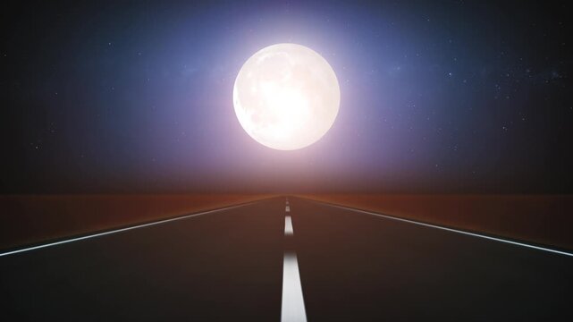 Road Travel Background In The Night Loop
Road driving with two lanes in the moonlight with lens flare on a starry night