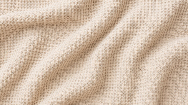 Cozy Minimalist Oatmeal Beige Waffle Knit Cotton Texture