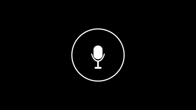 Voice recognition and audio recording icon motion. 4 k.video...