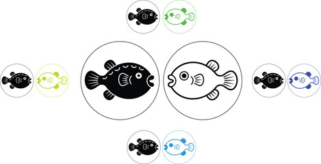 Cute black and white pufferfish swimming with happy face © MelonChandro