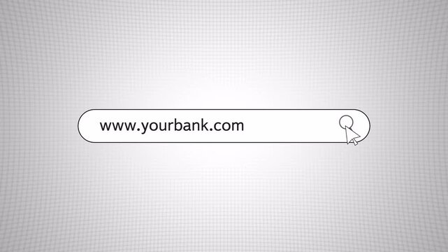 Fake website address spoofing a real bank URL in a browser bar, phishing scam and online fraud warning