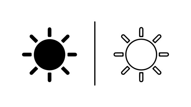Sun Icon Set Solid And Outline Style