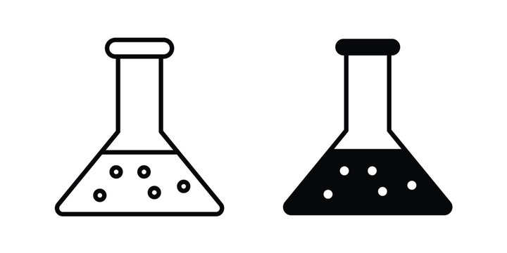 Laboratory flask icon outline drawing and clipart version