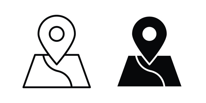 map location icon outline drawing and clipart version