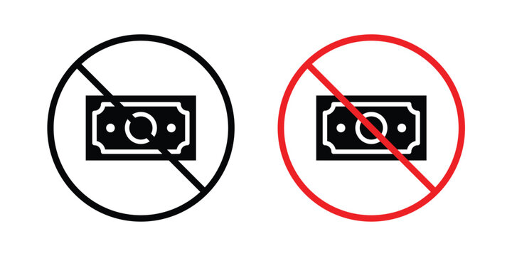 No cash sign outline drawing and clipart version
