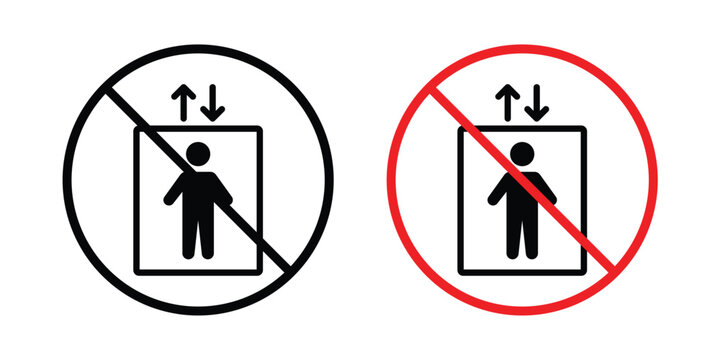No elevator sign outline drawing and clipart version