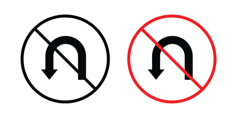No u turn road sign outline drawing and clipart version © David