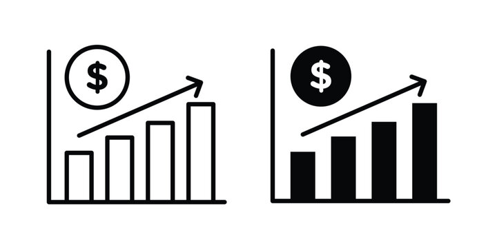 Profit increase icon outline drawing and clipart version