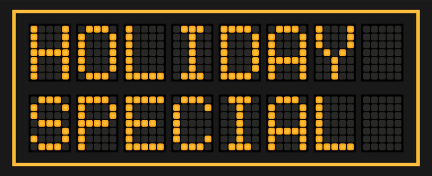 Orange color led banner in word holiday special on black background