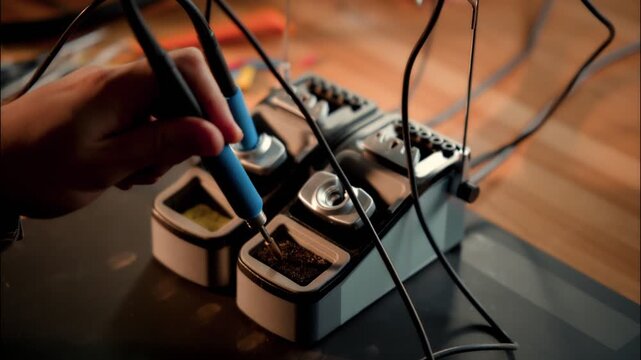 Soldering Station Hand Close Up