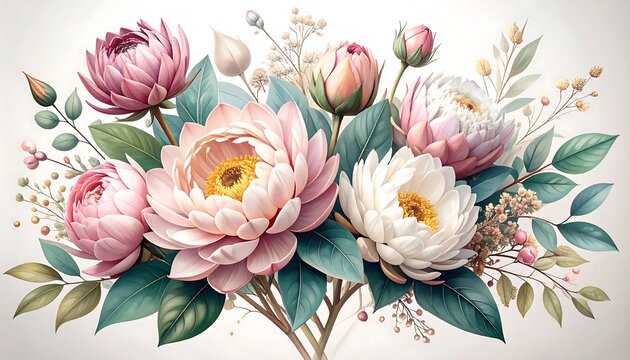 Pink peonies in full bloom arrangement.