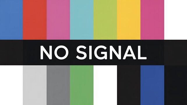 No signal, TV test pattern, color bars, screen error